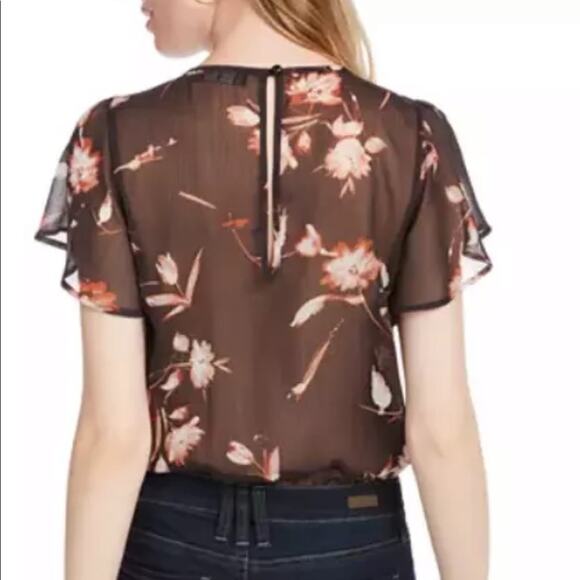 NWT Ash & Violet sexy partly sheer floral v neck bodysuit size small - Picture 2 of 12